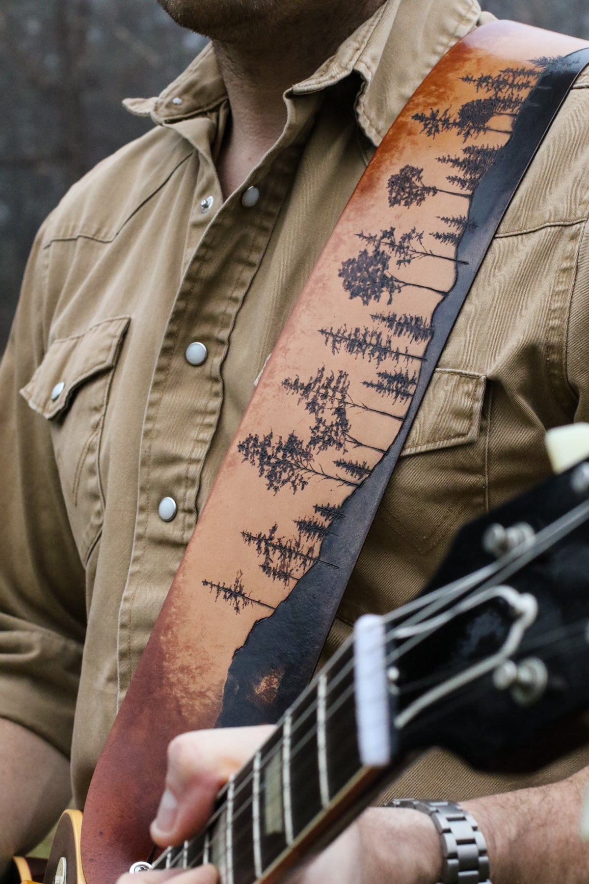 Custom Forest in the Hills Custom Leather Guitar Strap