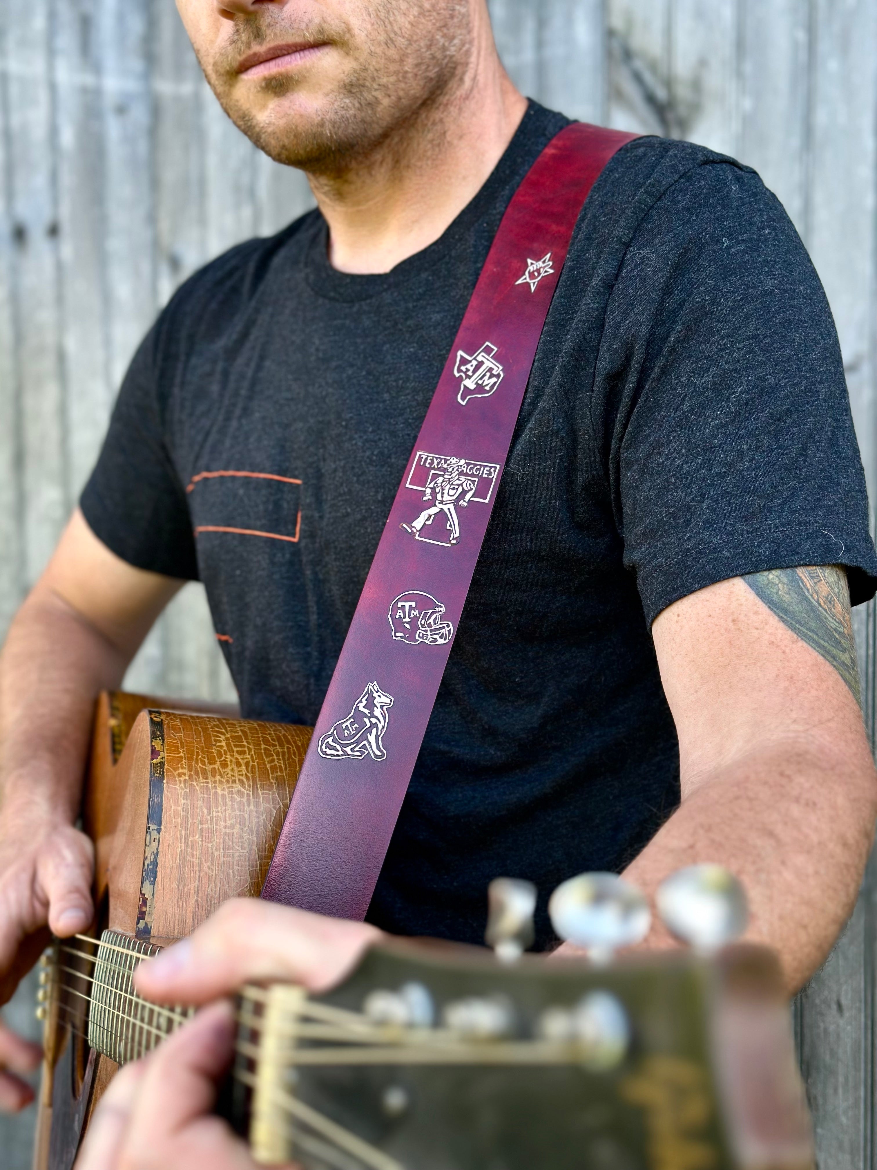 Custom Texas A&M Guitar Strap
