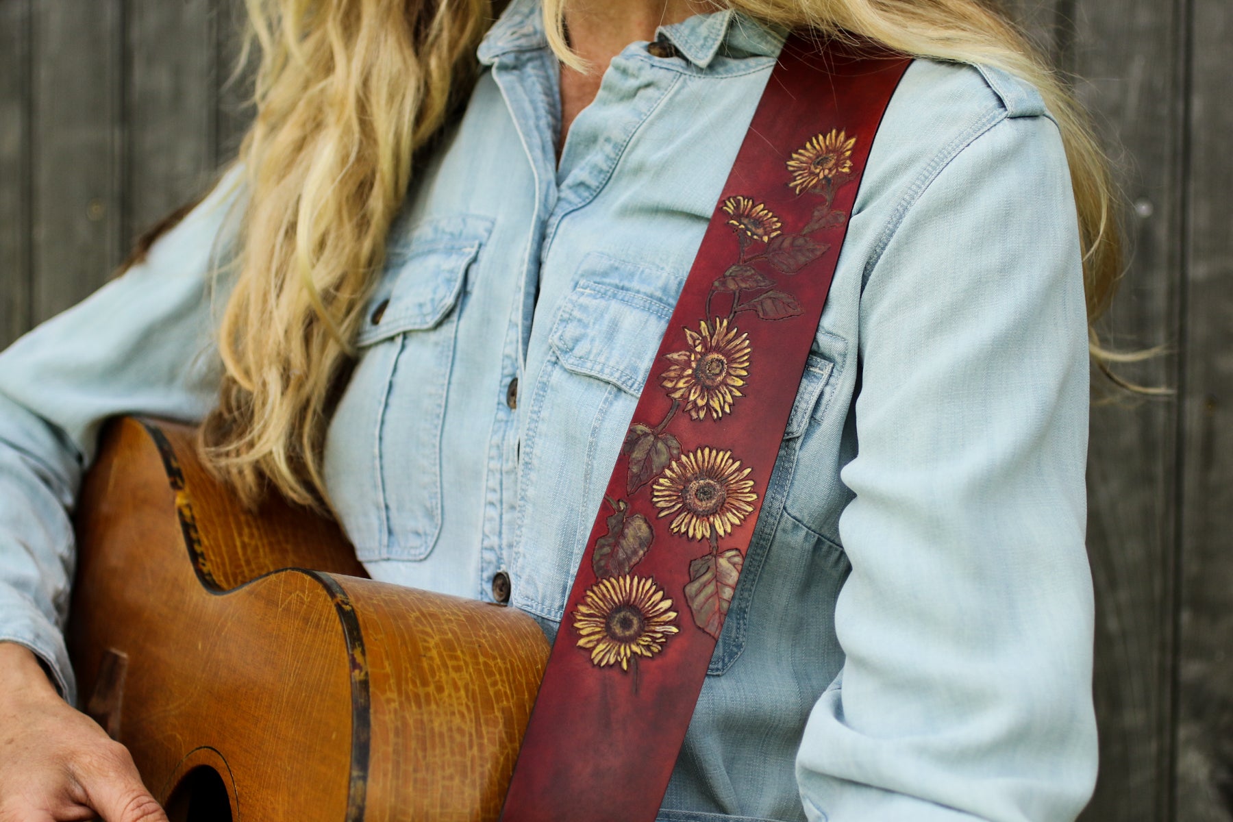 Custom Sunflower Guitar Strap