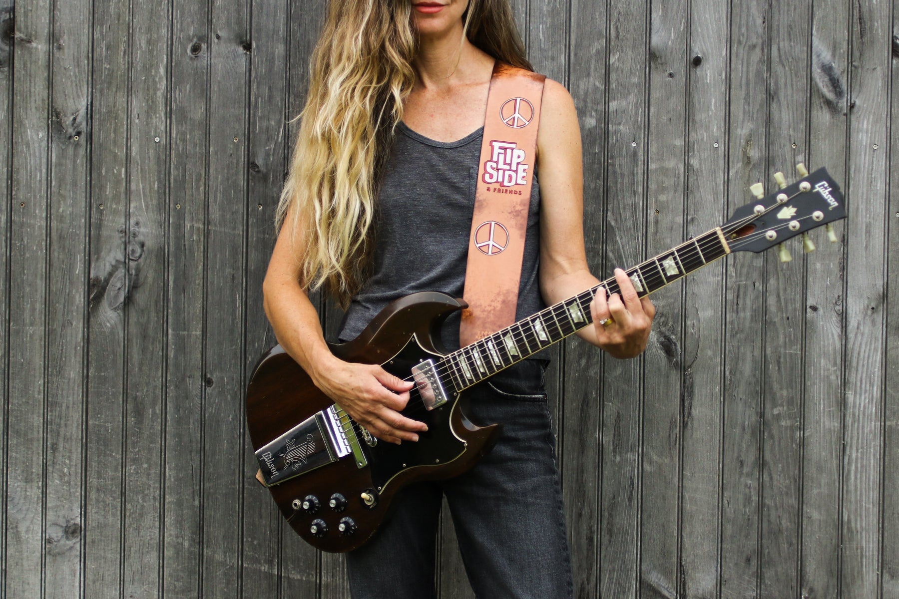 Flip Side and Friends Custom Leather Guitar Strap