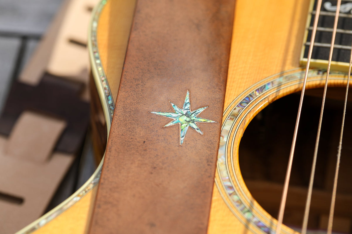 Star inlay guitar strap