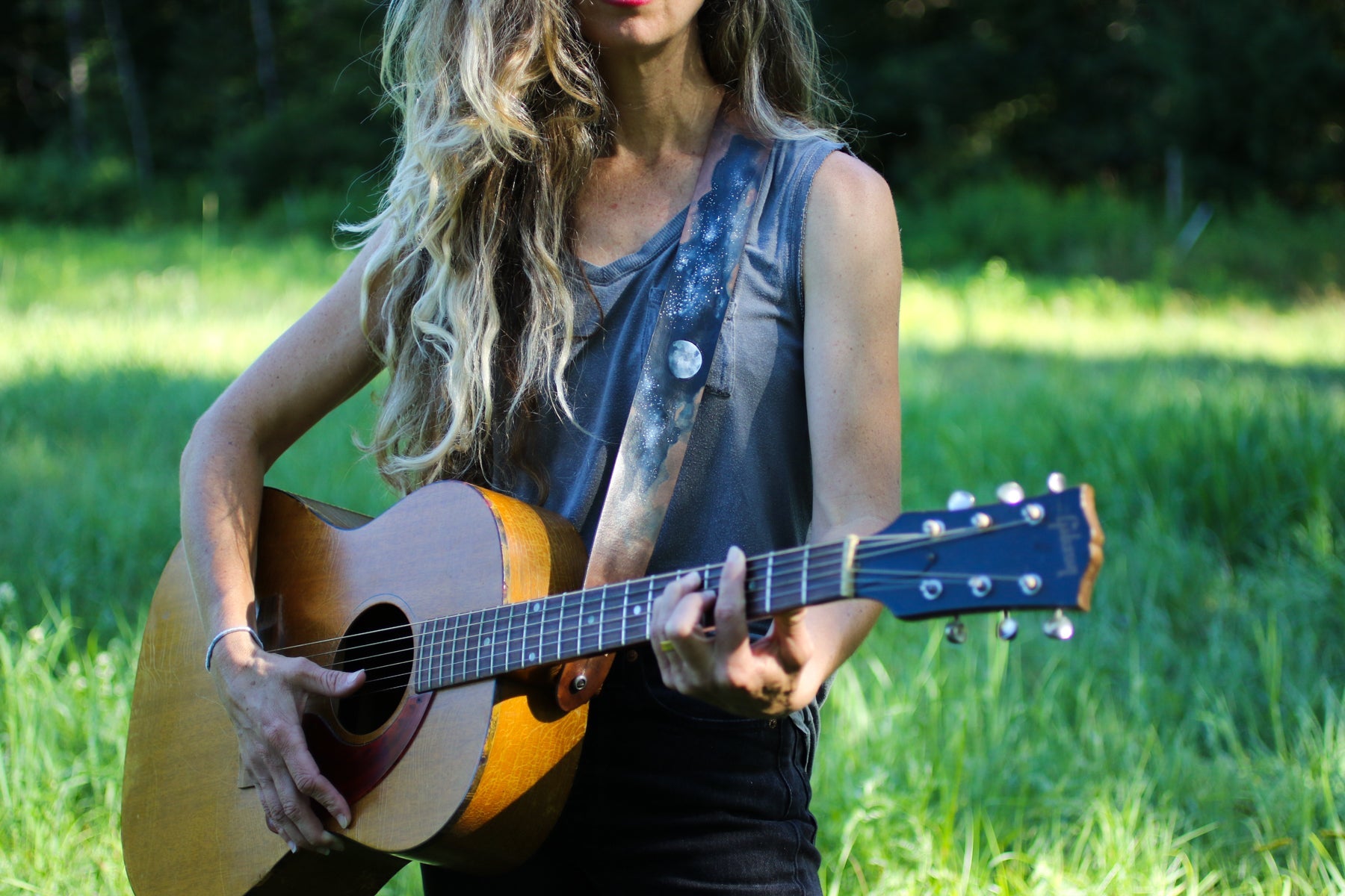 Waxing Gibbous Moon Guitar Strap