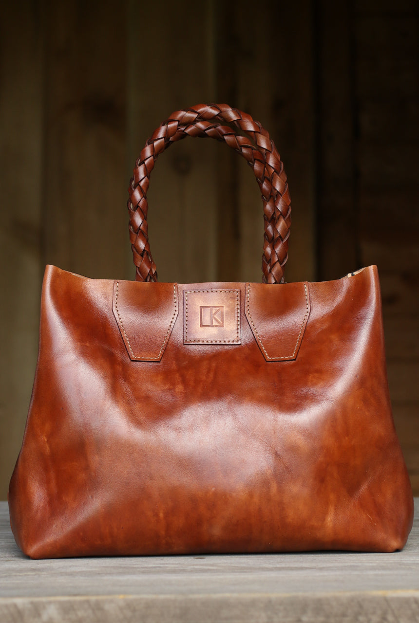 Braided Leather Handle Tote