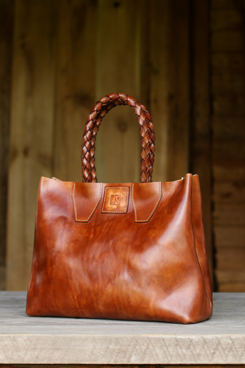 Braided Leather Handle Tote