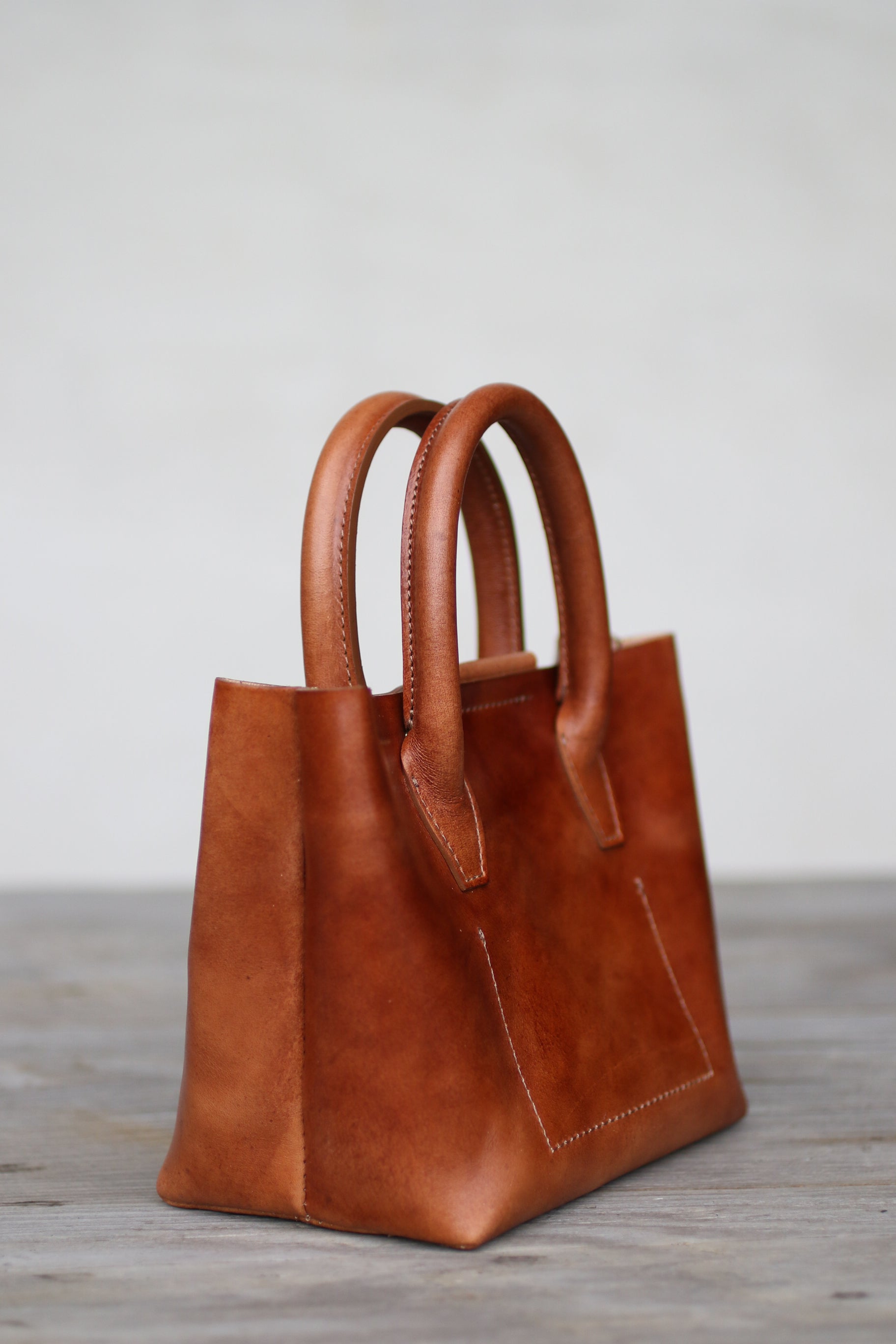 brown leather mini tote