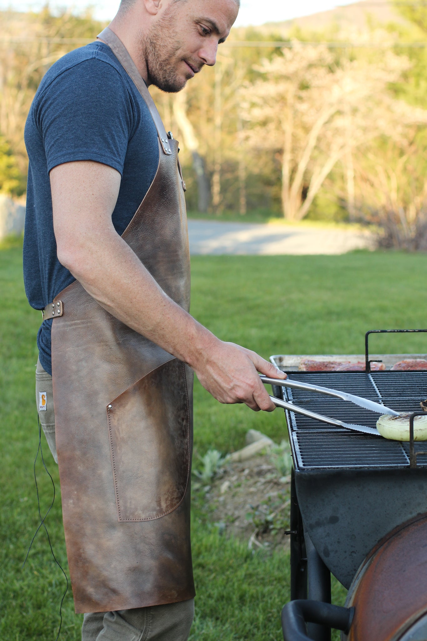 Italian leather apron by Linny Kenney