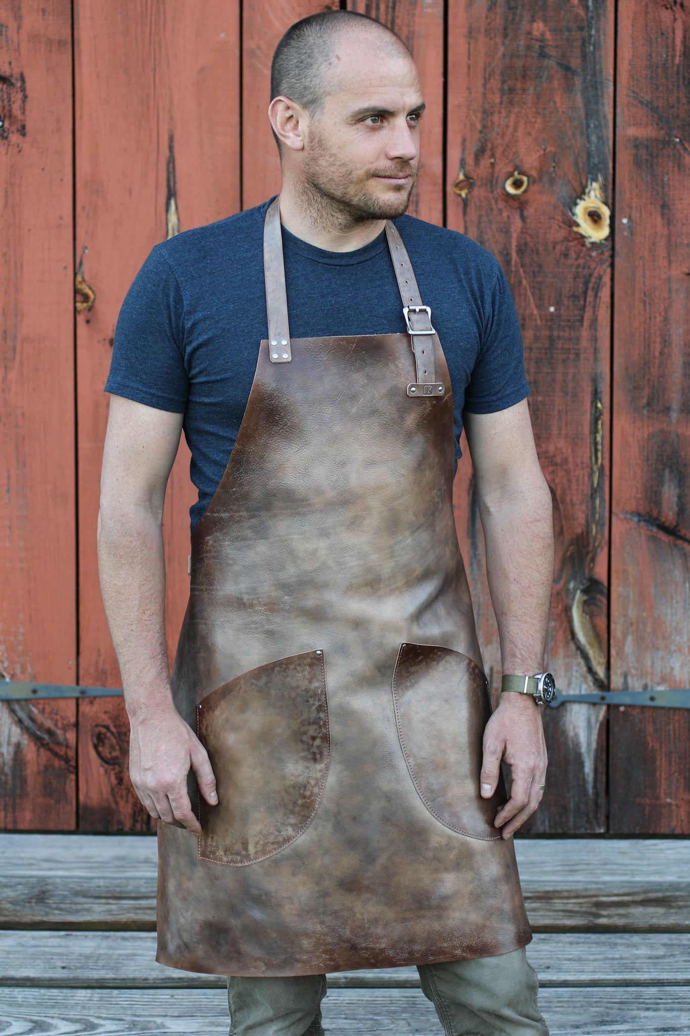 Italian leather apron by Linny Kenney