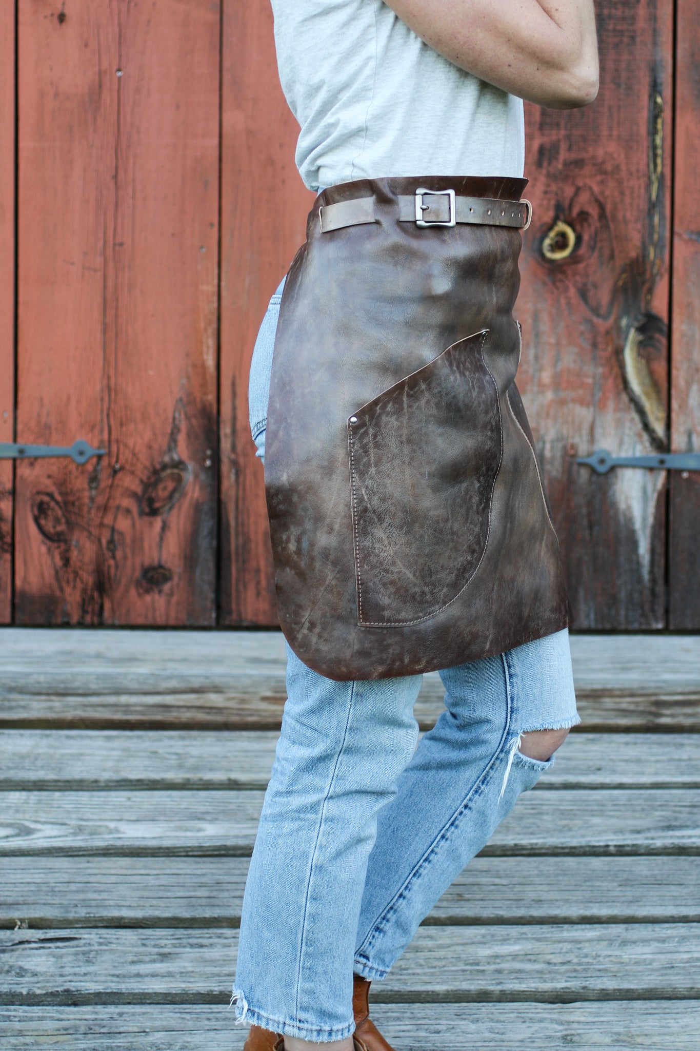 Leather half apron made in USA