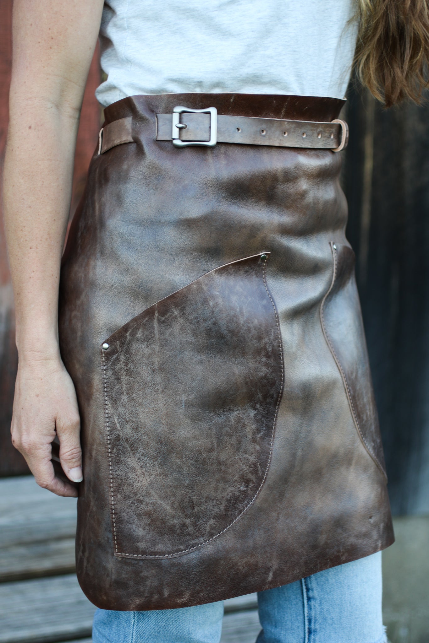 Leather half apron made in USA