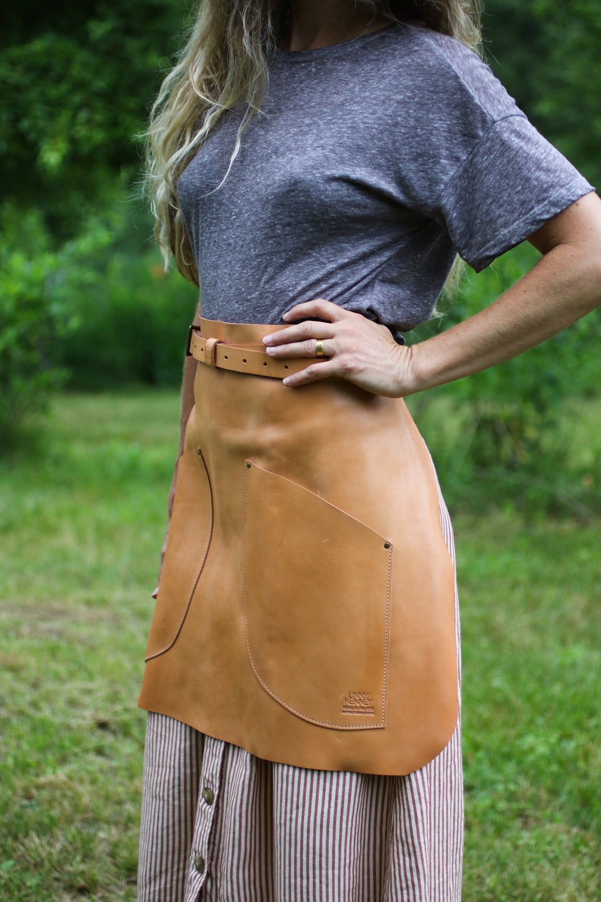 Italian leather half apron
