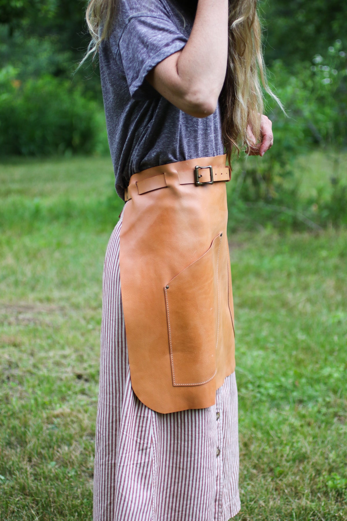 Italian leather half apron