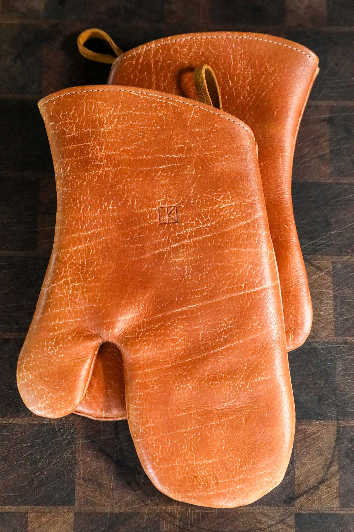 Brown Leather Oven Mitts