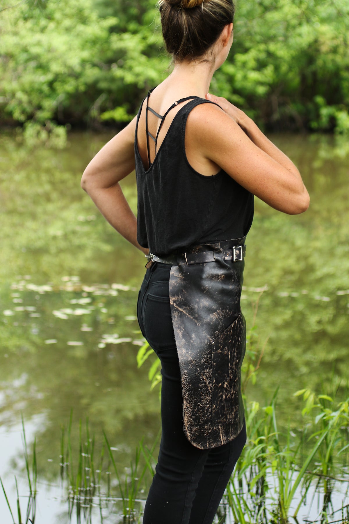 badass leather hald apron