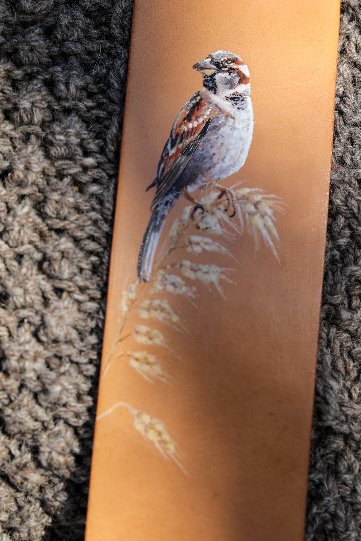 bird on wheat custom guitar strap