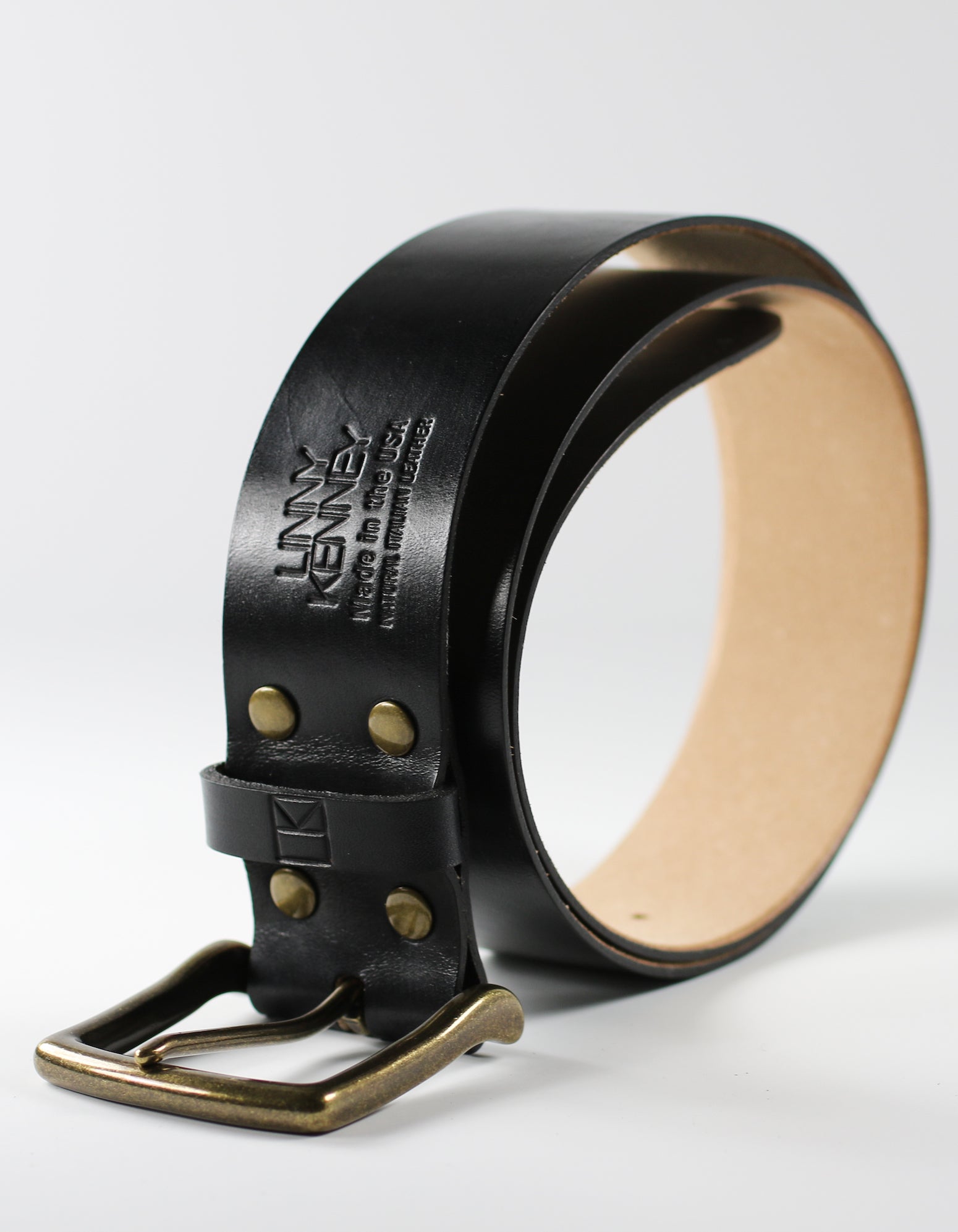 1.75" Black Italian Leather Belt