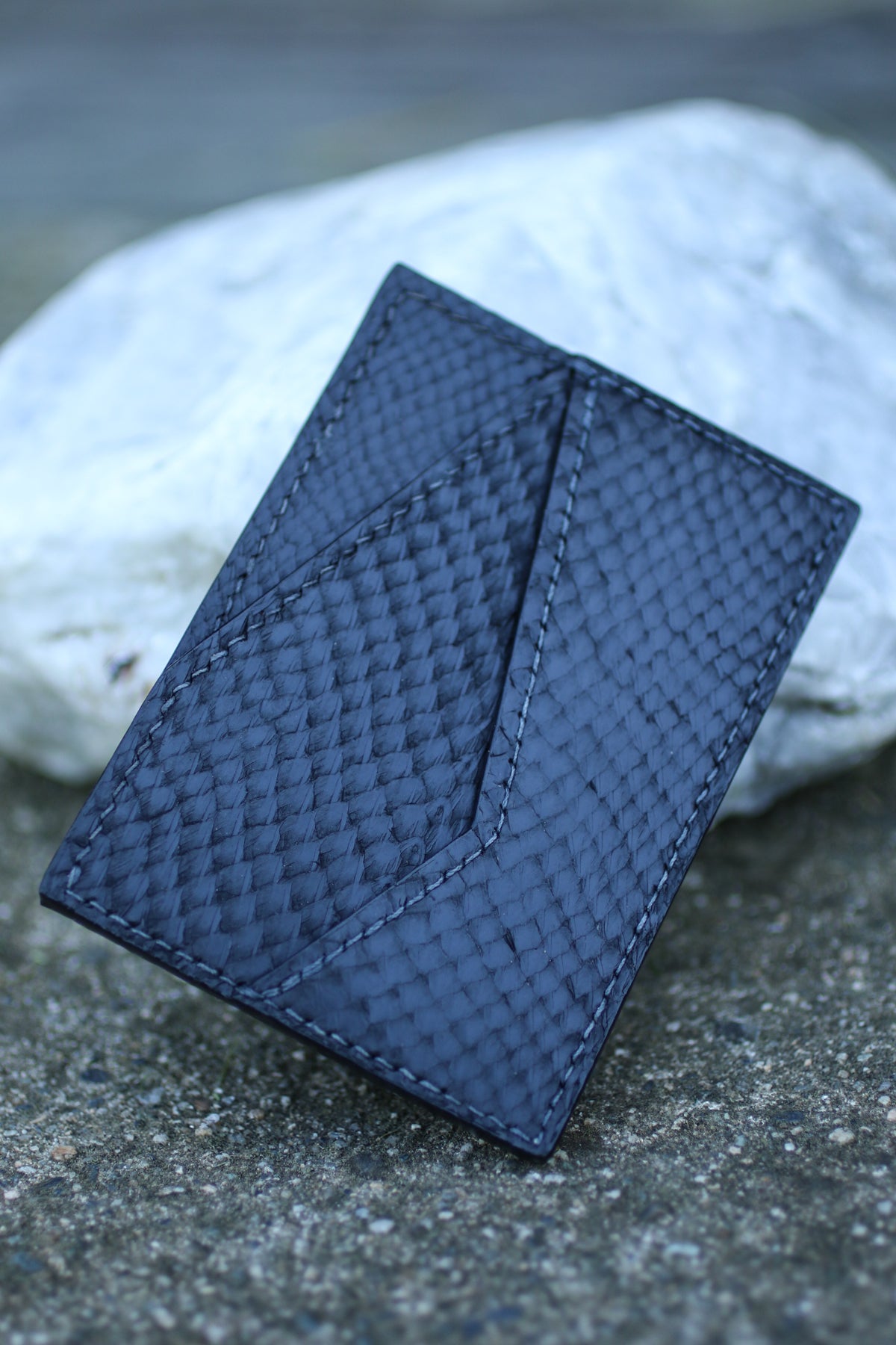 Black salmon skin golden ratio wallet