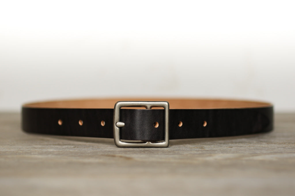 grey Italian leather belt 