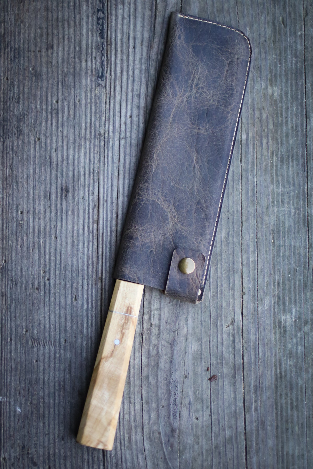 gray American Bison Leather Knife Sheath