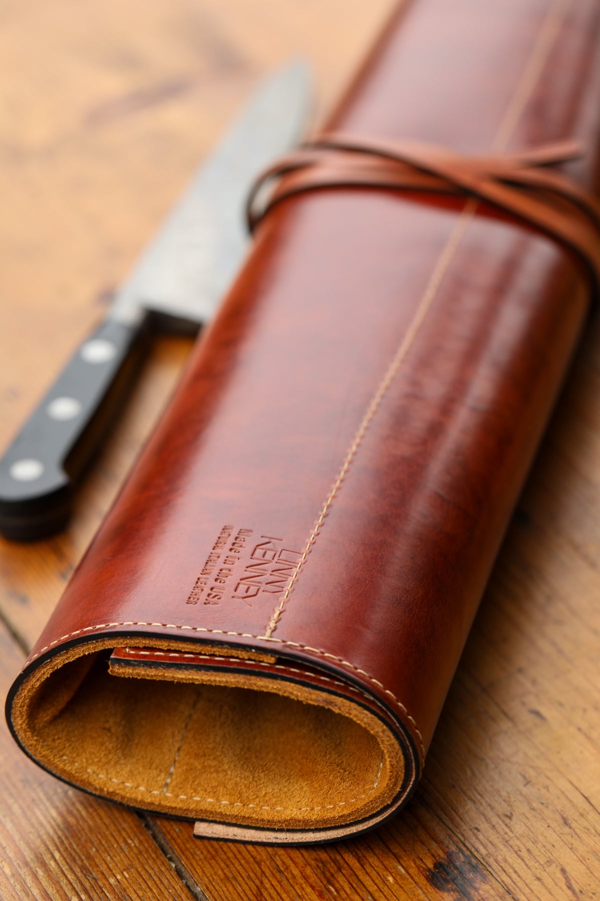 Extra Long Timber Italian Leather Knife Wrap