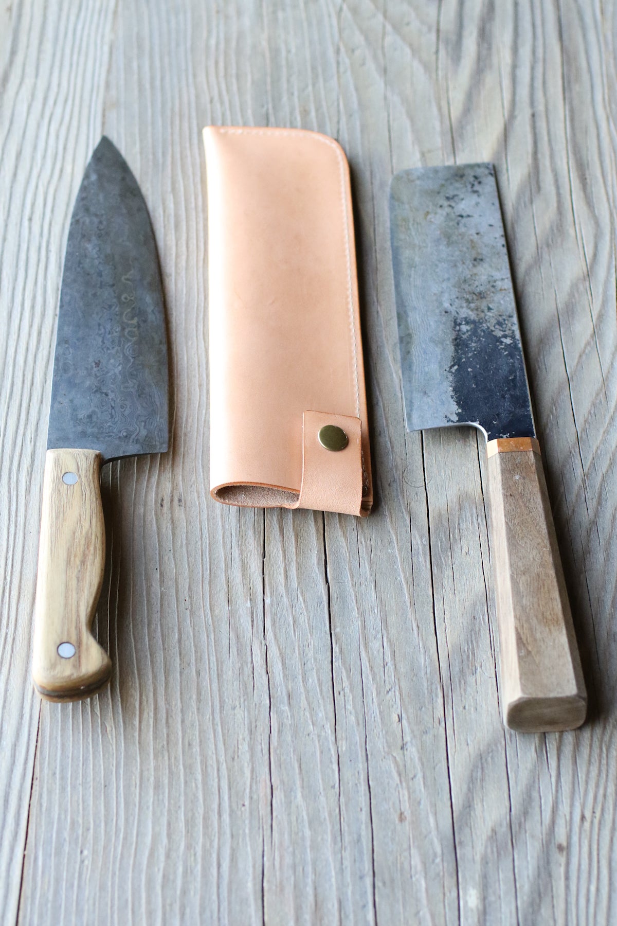 natural leather chef knife sheath