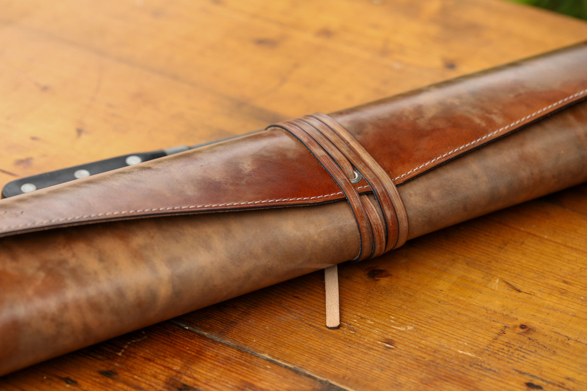 Signature Stain Old Stone 5-slot Italian Leather Knife Wrap