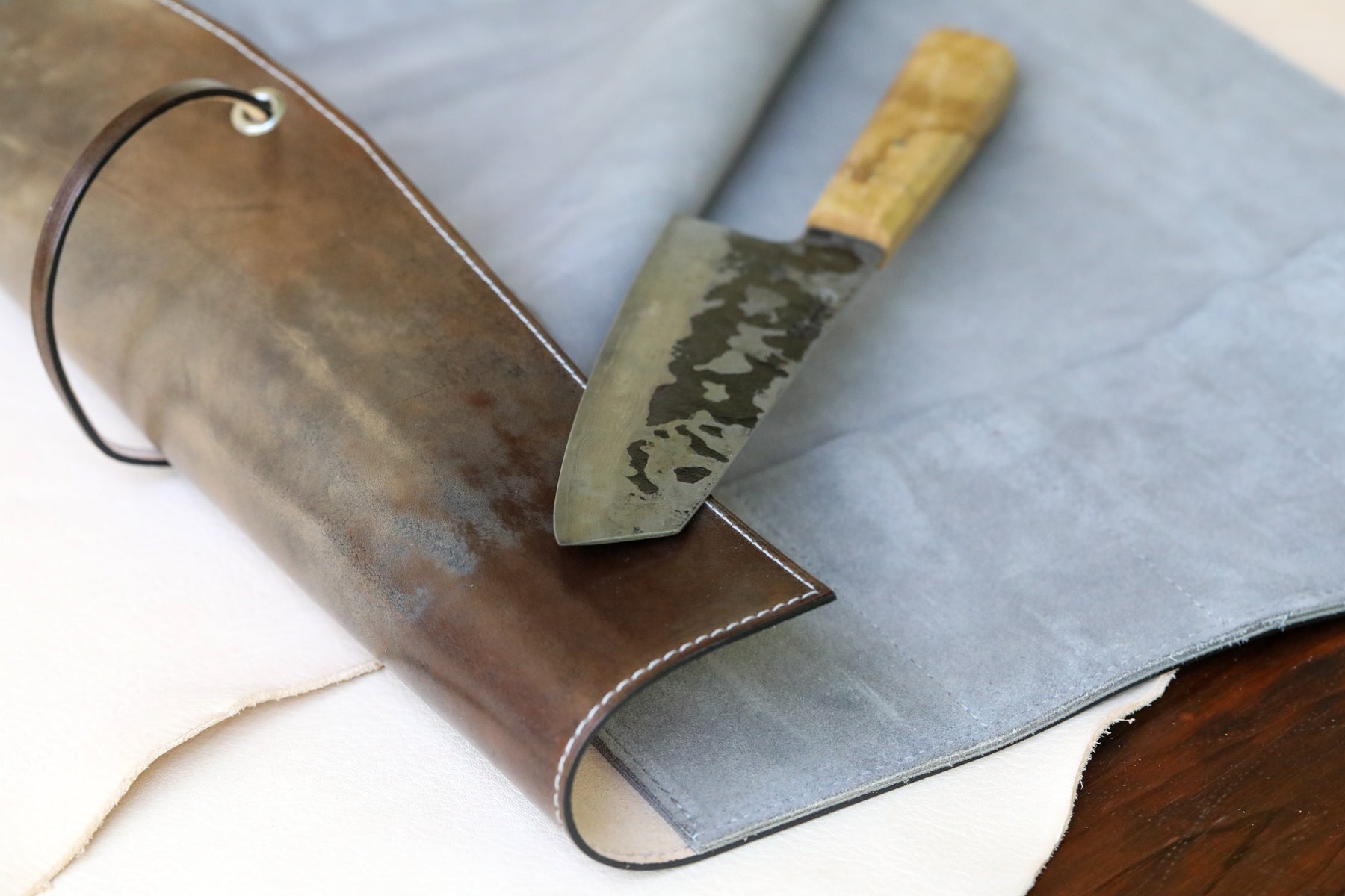artisan Italian leather knife roll