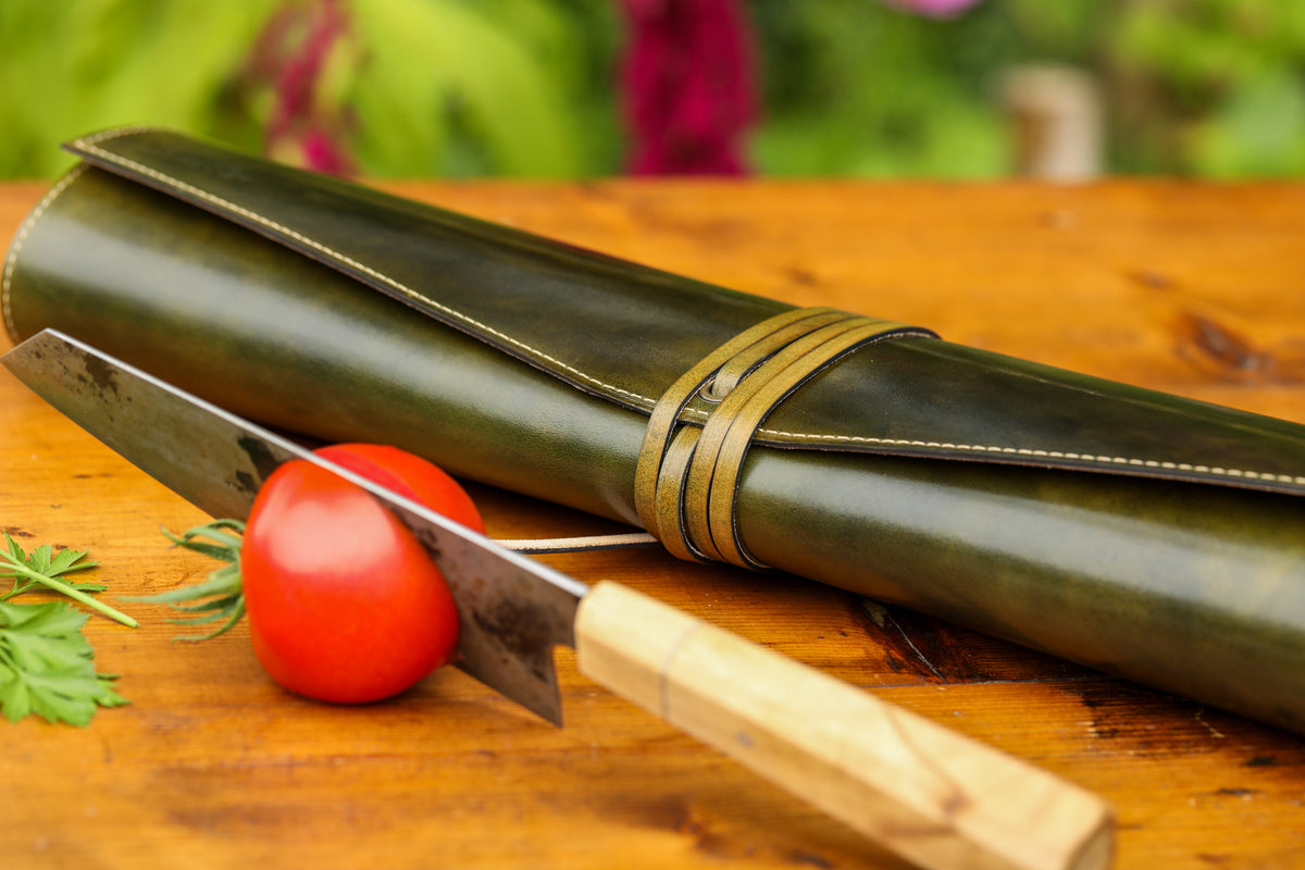 Signature Stain British Racing Green Italian leather Knife Wrap