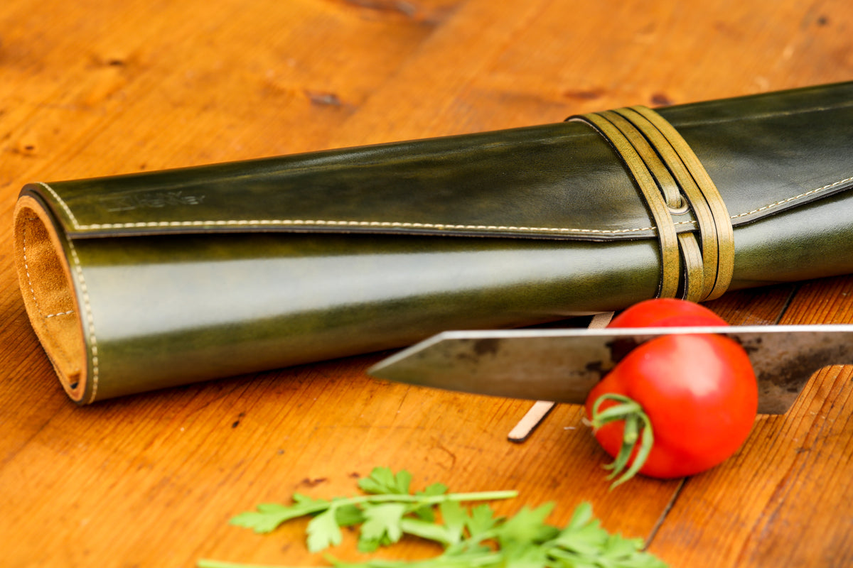 Signature Stain British Racing Green Italian leather Knife Wrap