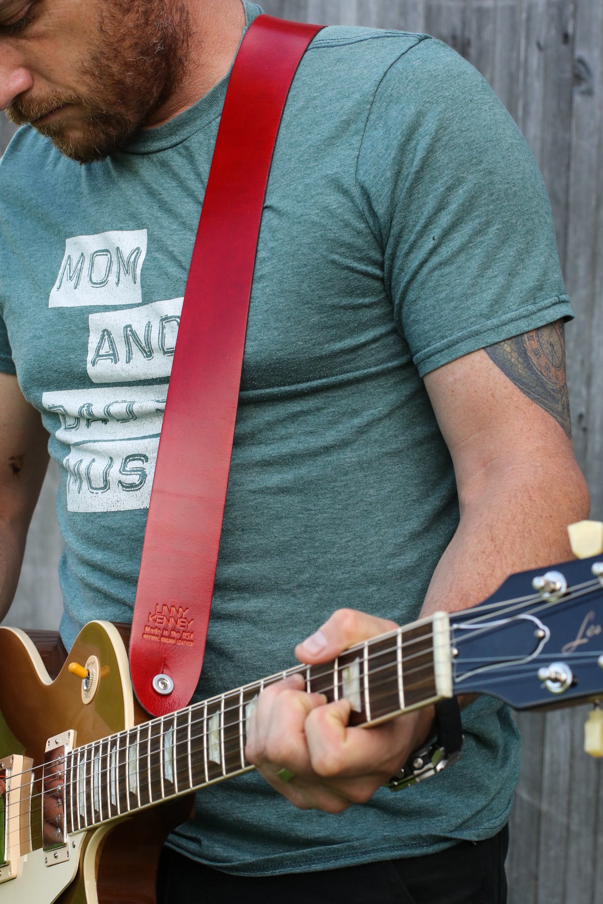 Ruby Italian Leather Guitar Strap