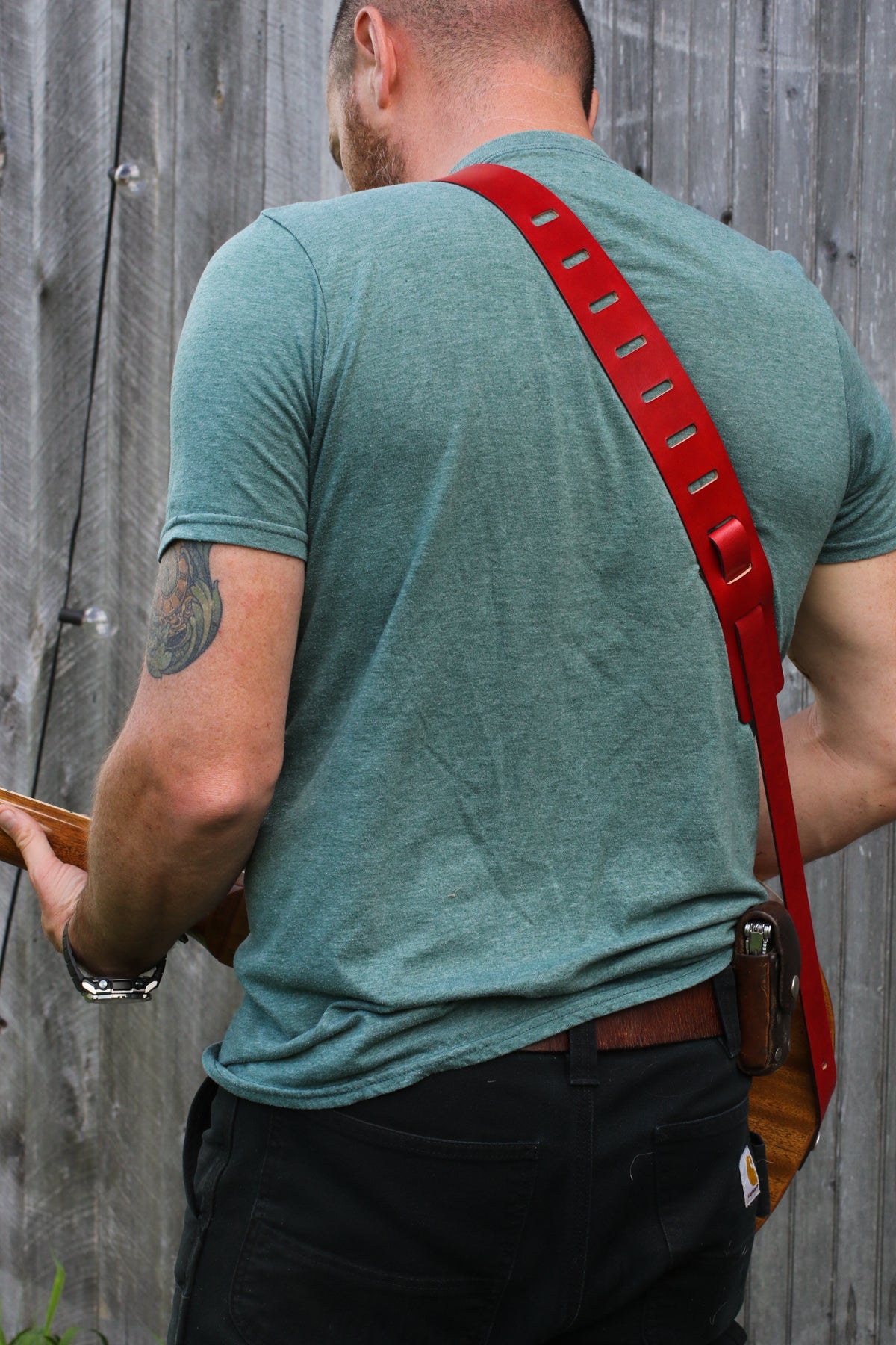 Ruby Italian Leather Guitar Strap