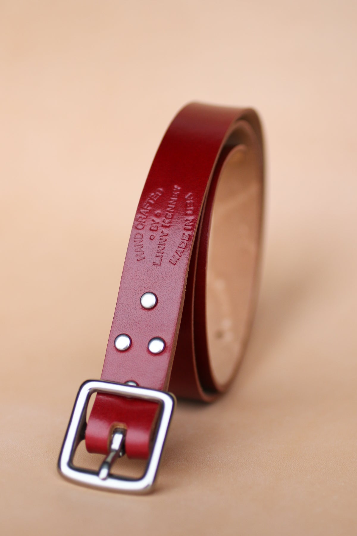 red leather one inch belt
