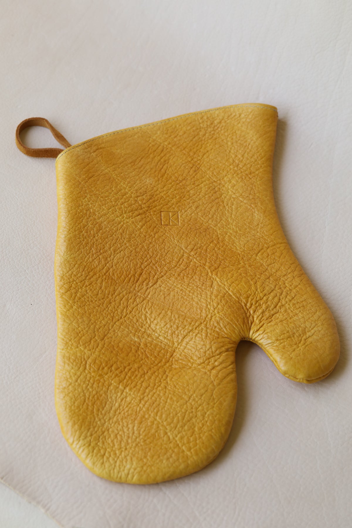 ready to ship. Single Mustard Oven Mitt