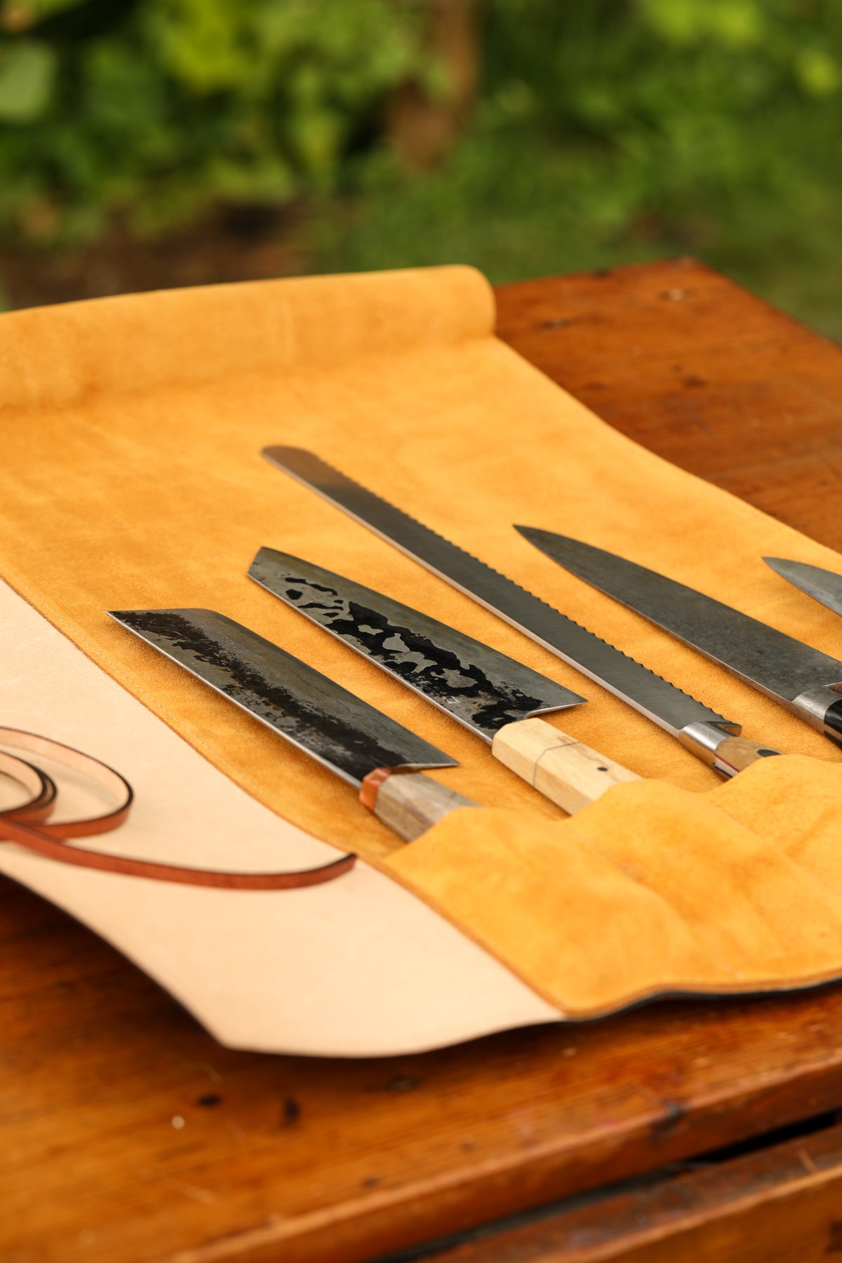 Extra Long Timber Italian Leather Knife Wrap