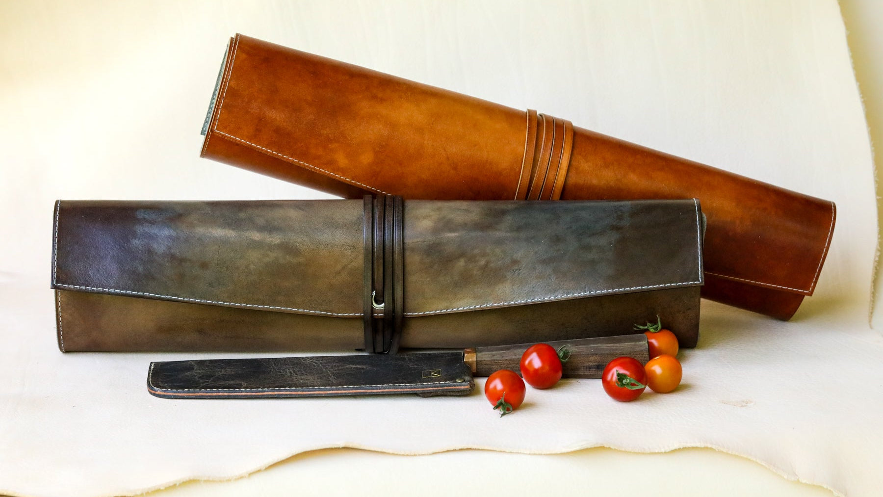 Gray American Bison Leather Knife Sheath
