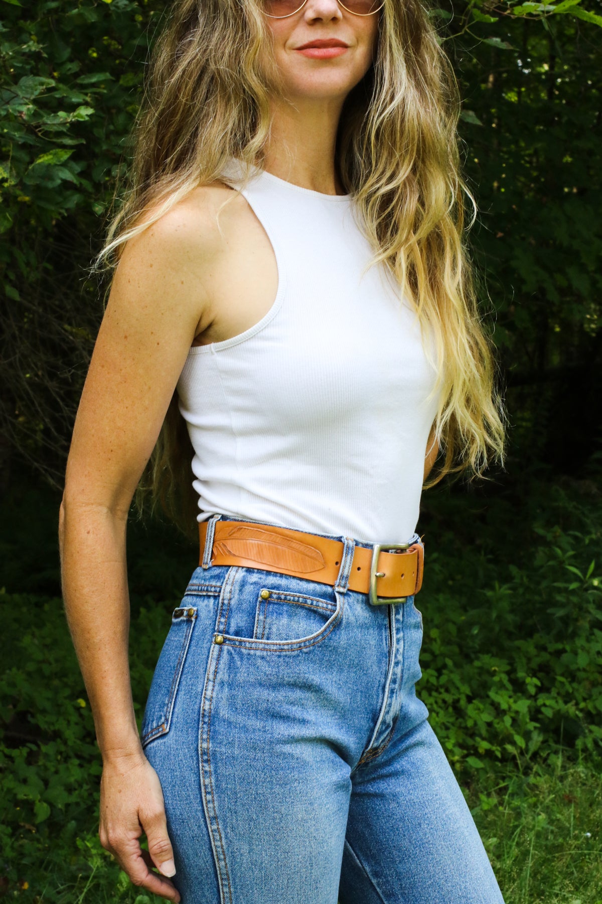 Italian leather feather belt