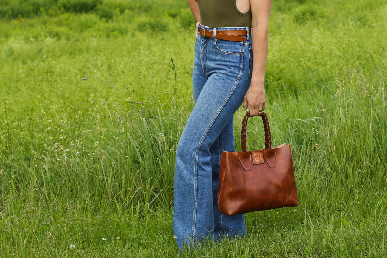 Braided Handle Diana Tote in Timber