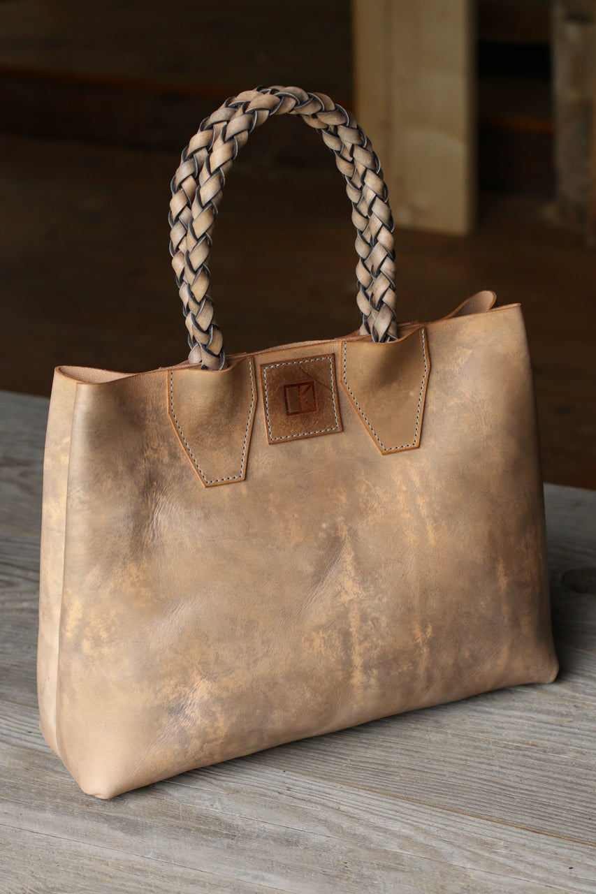 Braided Leather Handle Tote