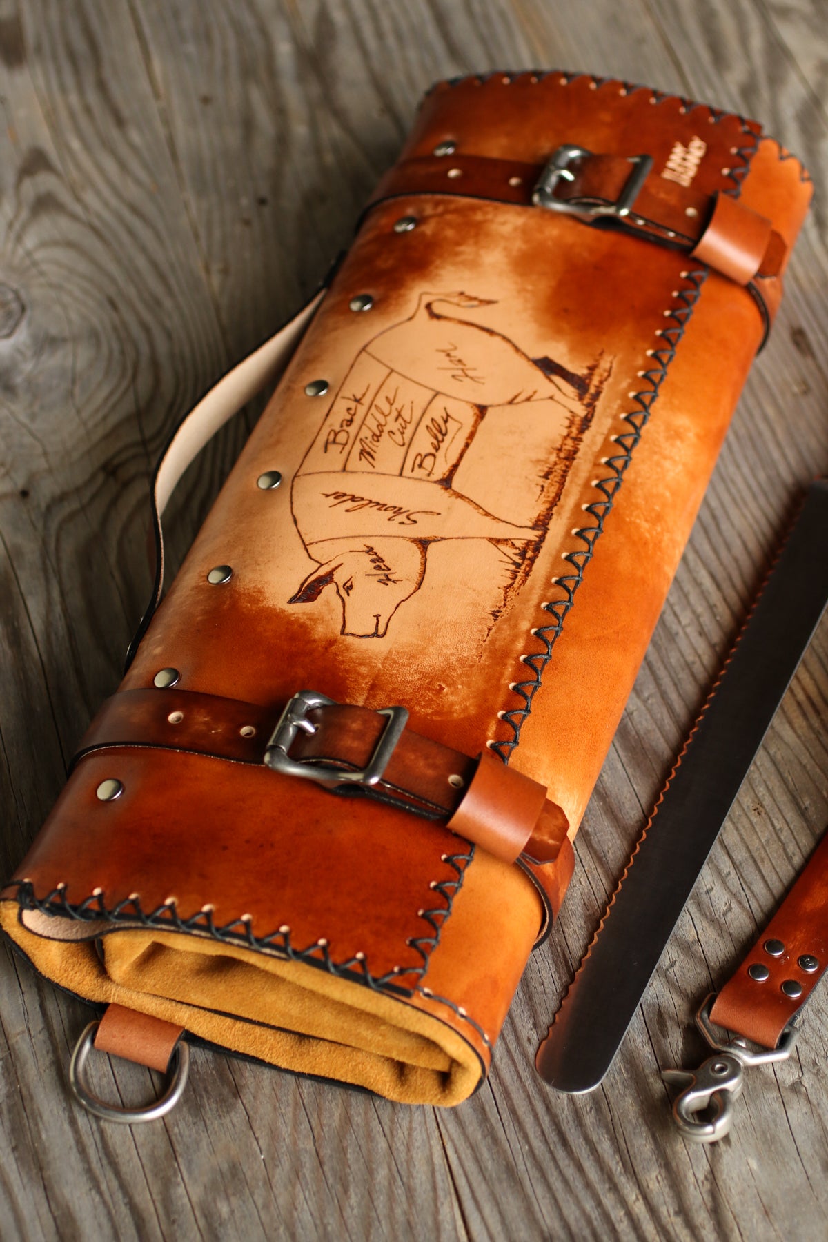 The Butcher's Knife Roll 12-slot Italian Leather