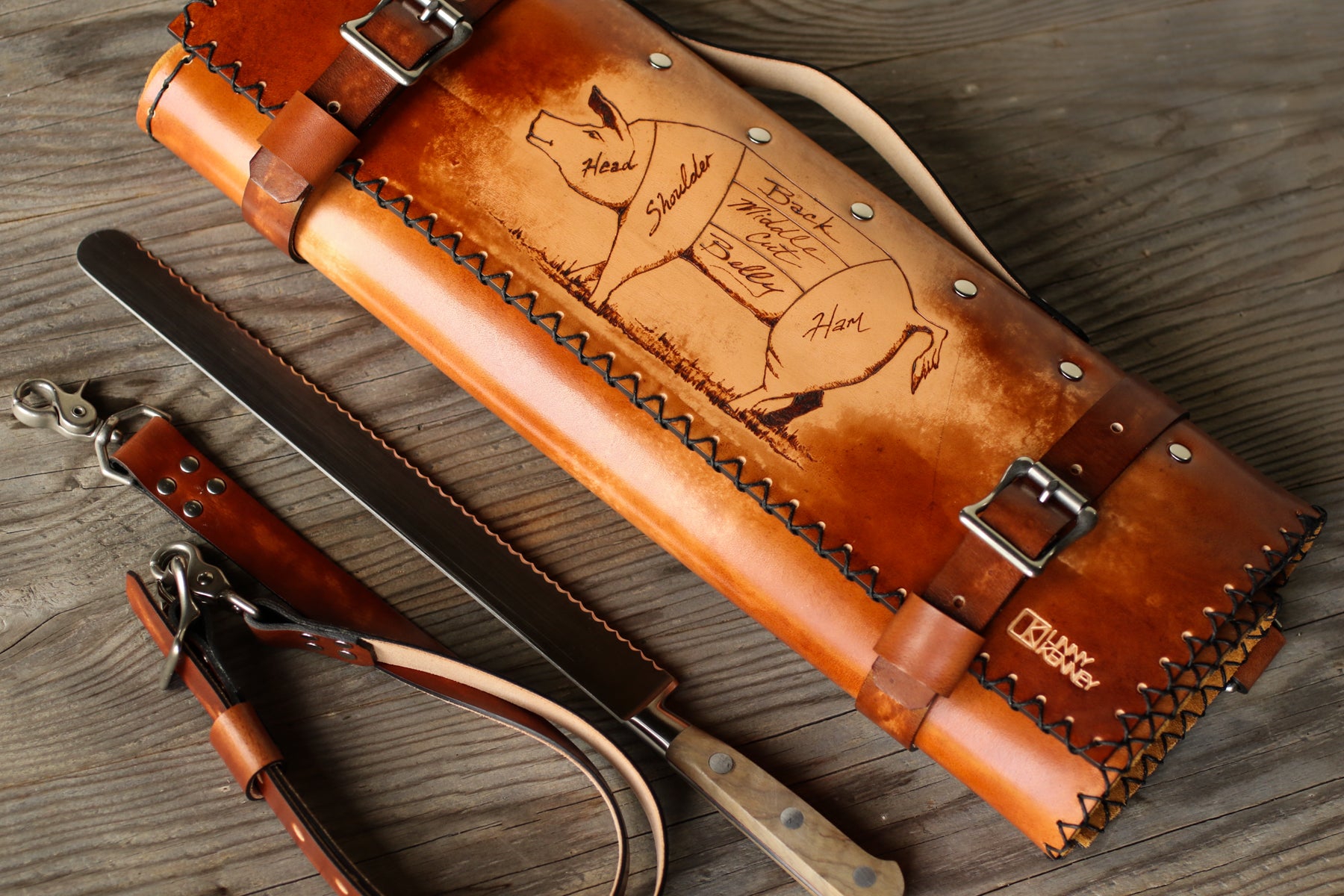 The Butcher's Knife Roll 12-slot Italian Leather