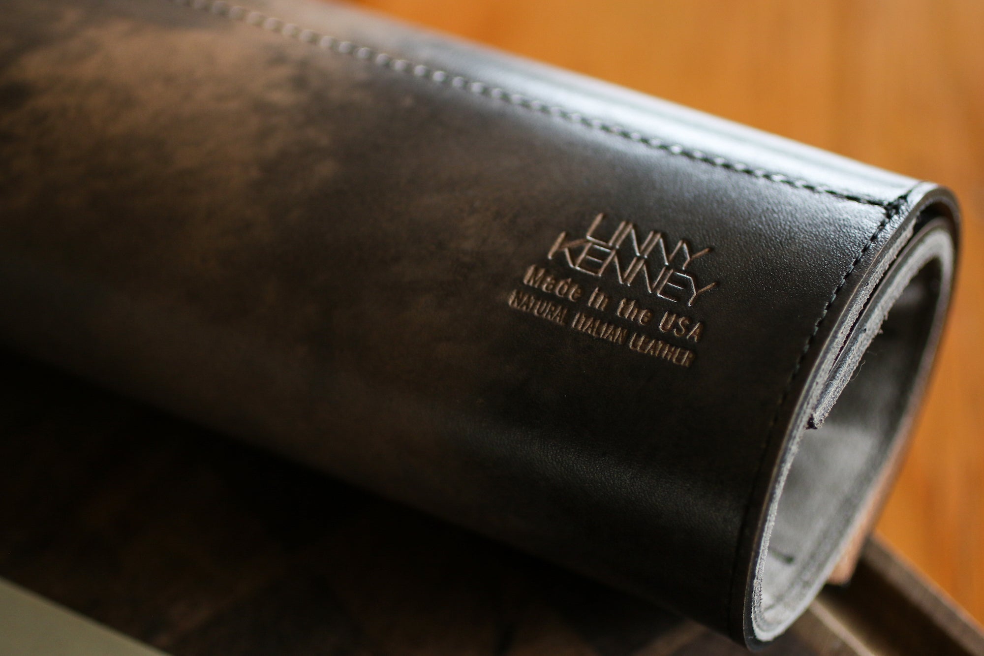 Italian leather knife roll Black and Grey