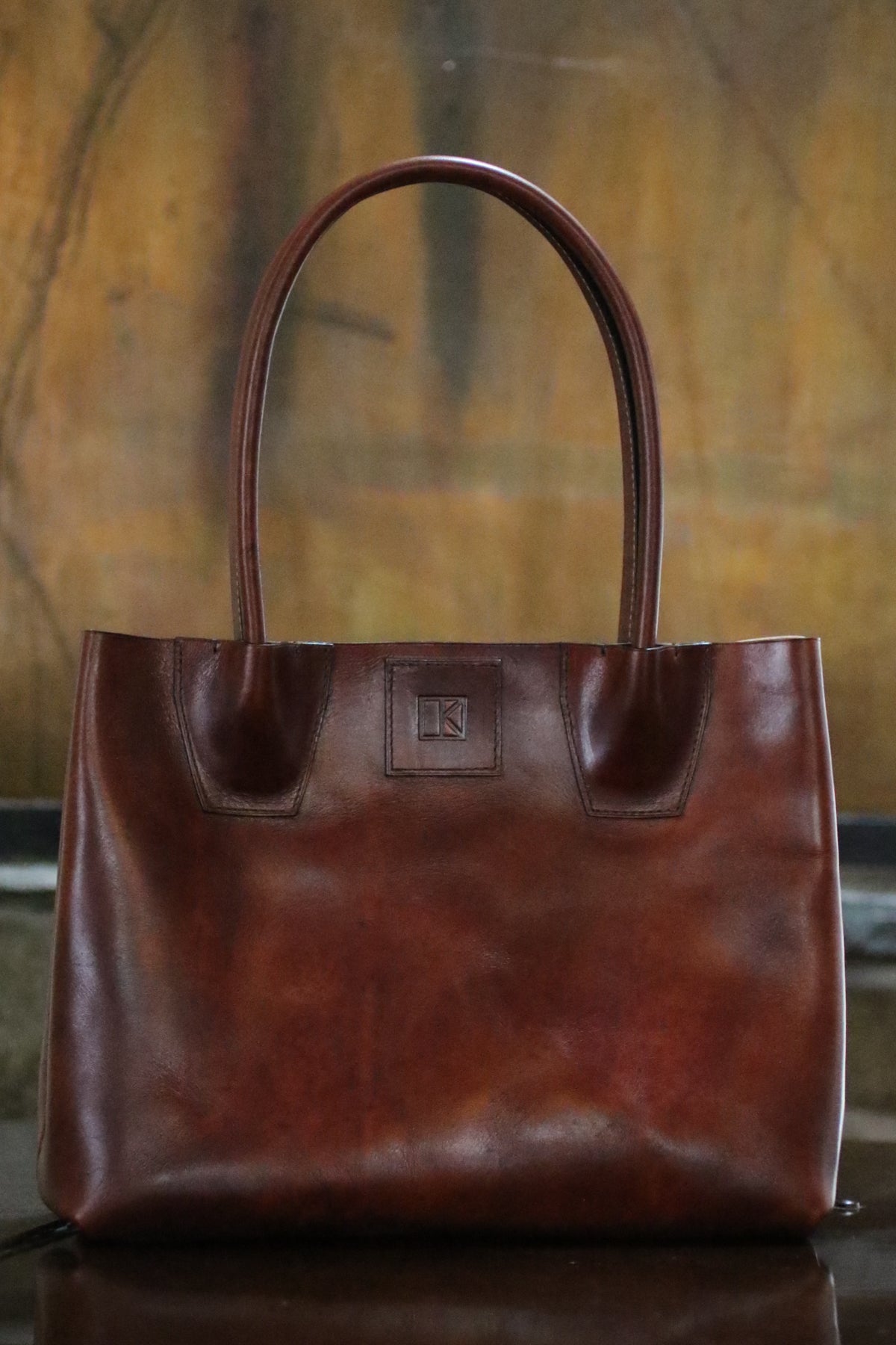 Dark brown Italian leather tote