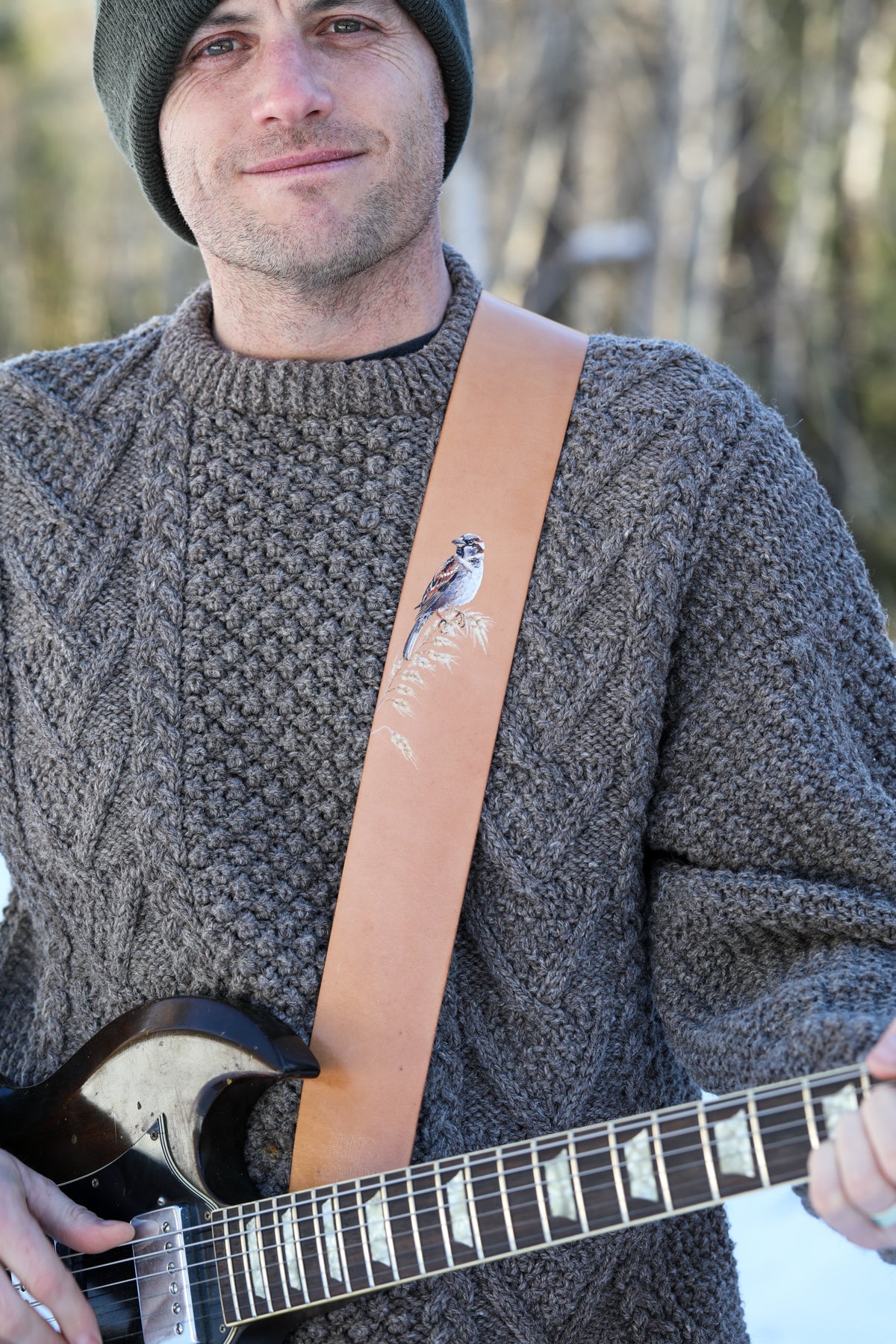 bird on wheat custom guitar strap