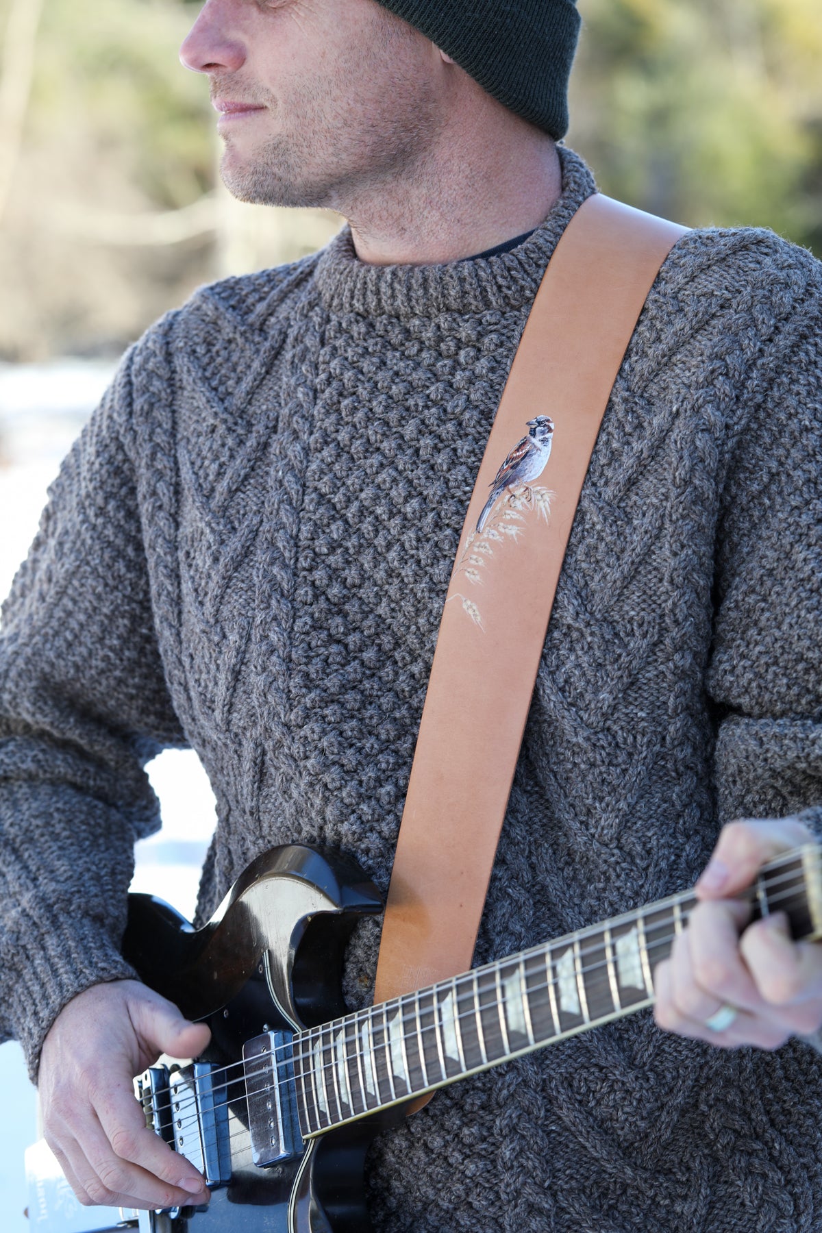 bird on wheat custom guitar strap