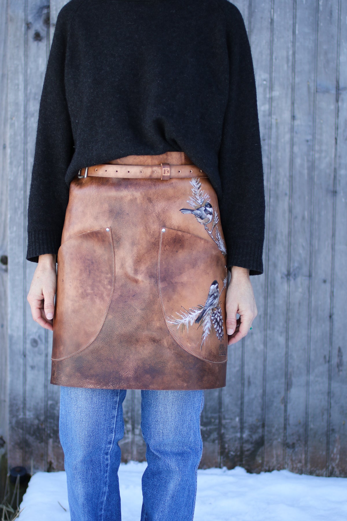 Chickadees in Winter Half Apron