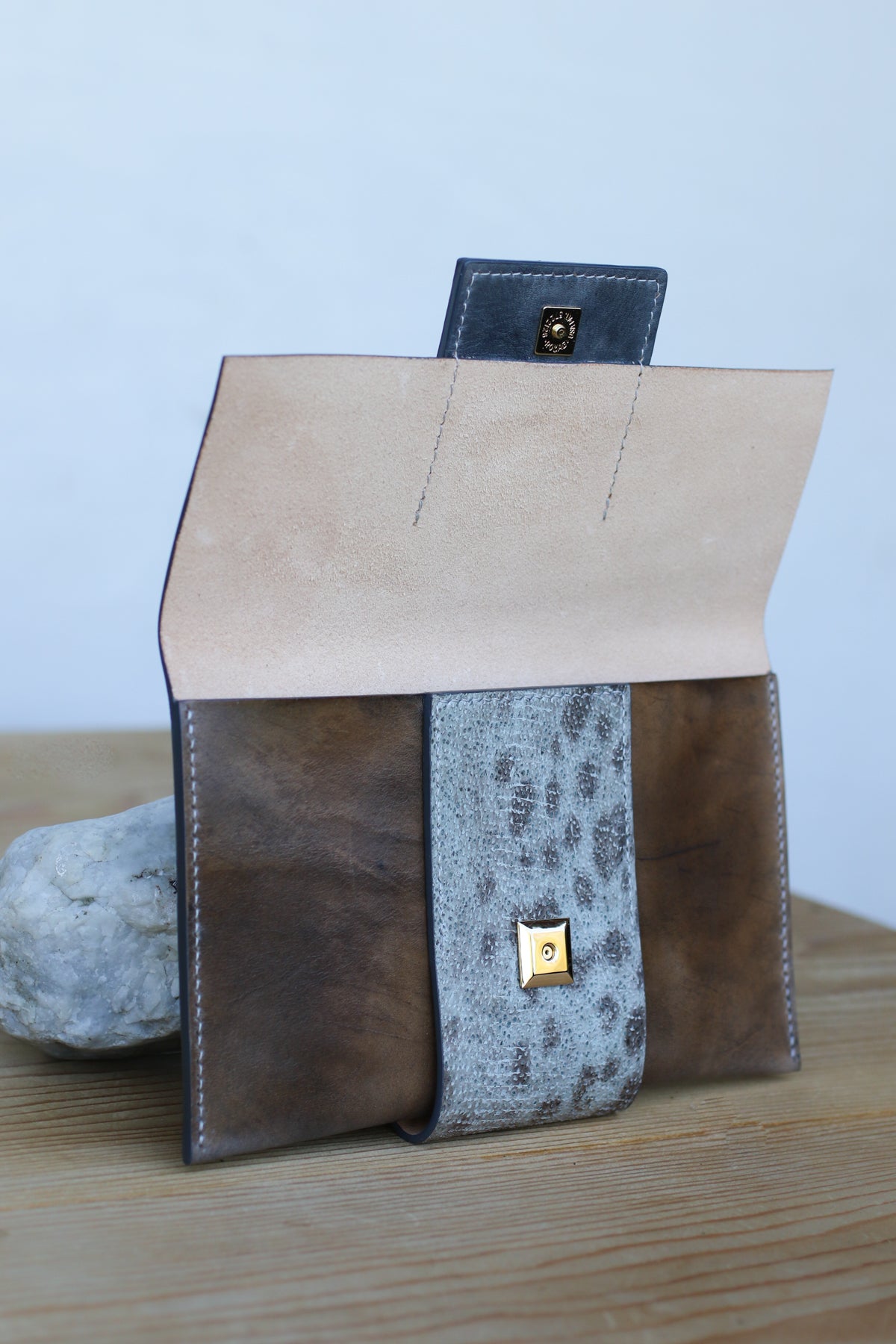 Wolffish and Italian Leather Clutch