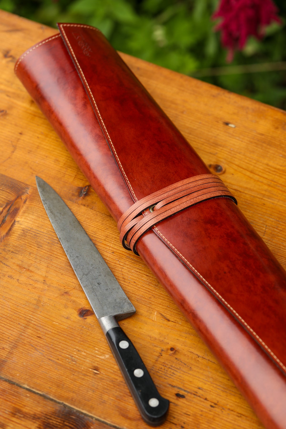 Extra Long Timber Italian Leather Knife Wrap