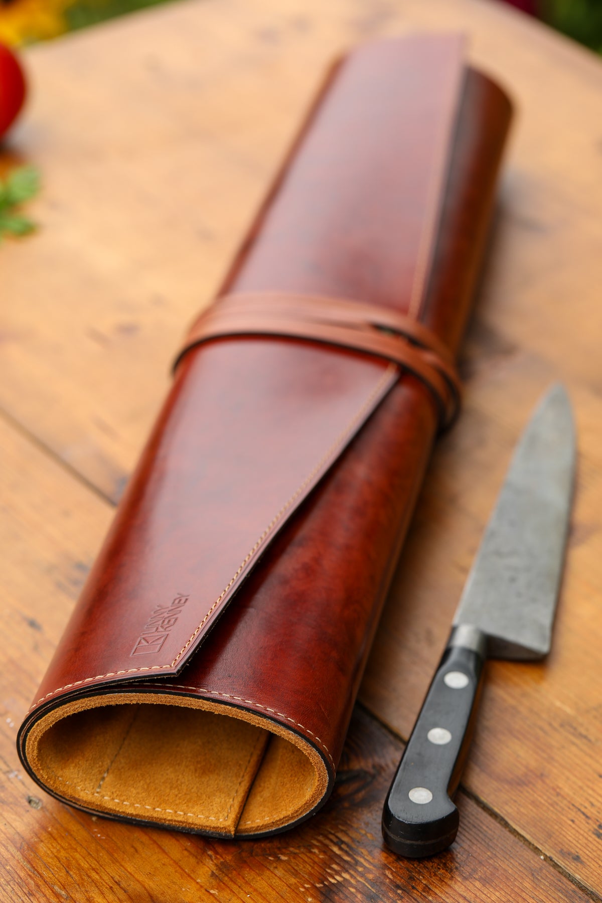 Extra Long Timber Italian Leather Knife Wrap