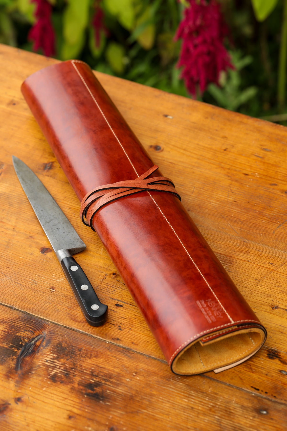 Extra Long Timber Italian Leather Knife Wrap