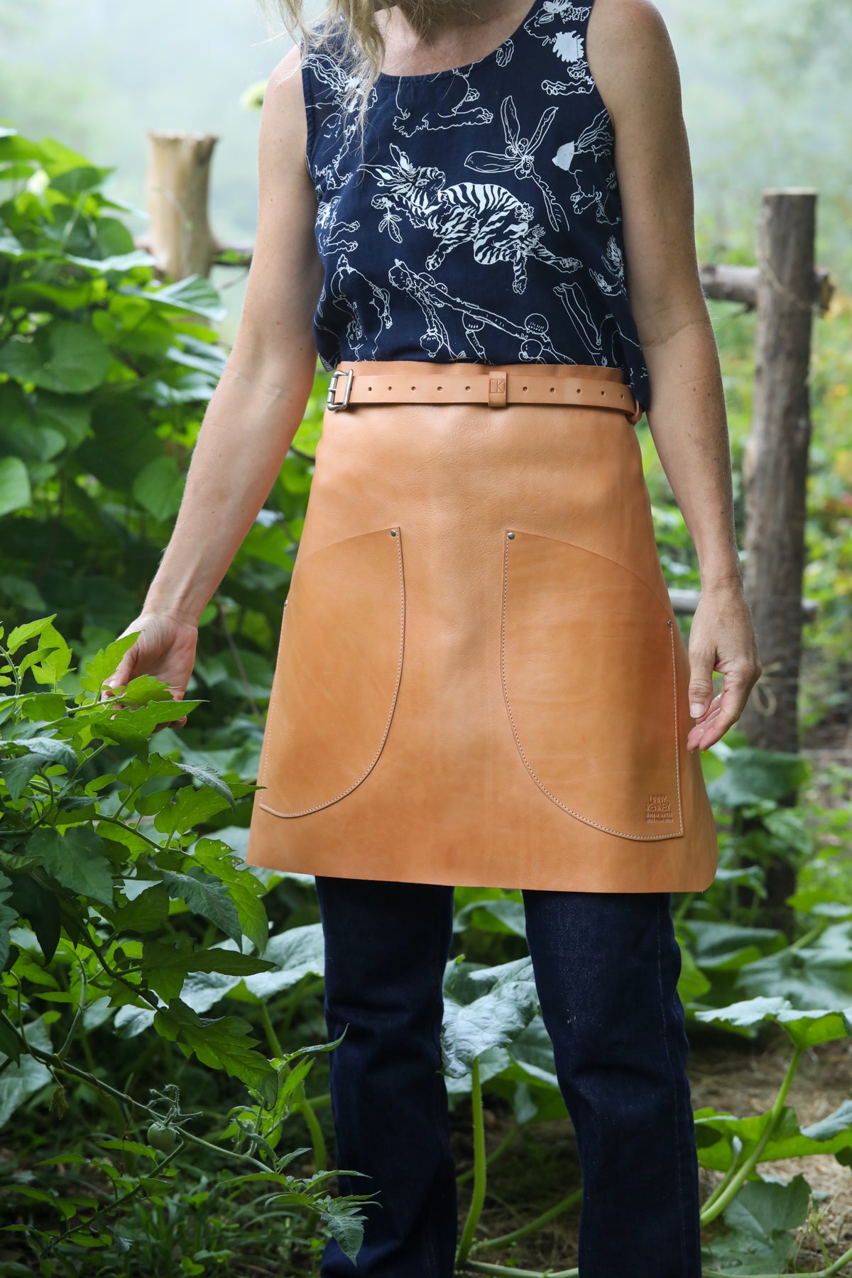 natural Italian leather apron
