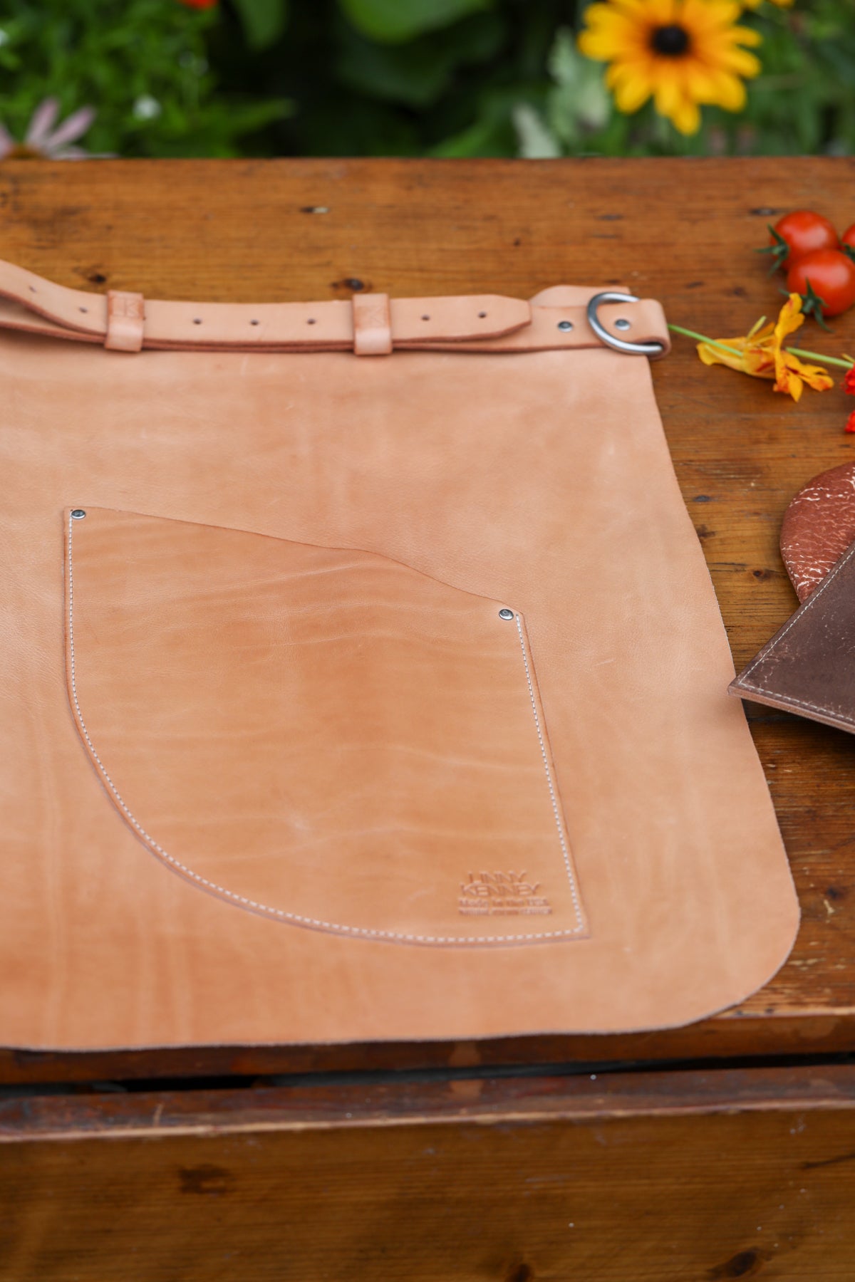 natural Italian leather apron by Linny Kenney